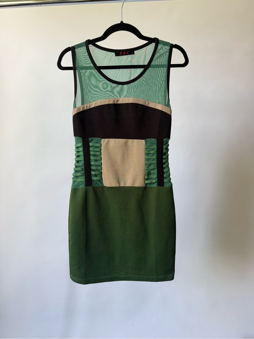 Green Colorblock Sheath Dress
